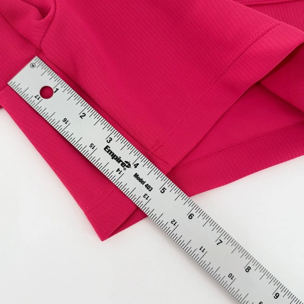 MONDETTA Pink Ribbed Active Shorts Women Medium Drawstring Pockets Athletic Gym